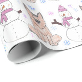 Schäferhund-Hund und Schneemann Geschenkpapier (Rolleneckpunkt)