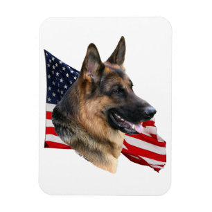 Schäferhund-Hundekopf mit Flagge Magneten Magnet