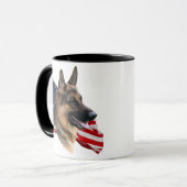 Schäferhund-Hundekopf mit Flagge Tasse (Vorderseite Links)