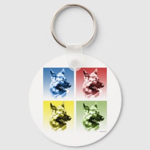 Schäferhund-HundePop-Kunst Schlüsselanhänger