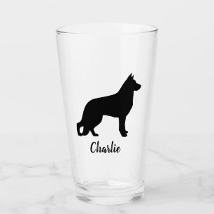 Schäferhund-HundeSilhouette GSD personalisiert Glas