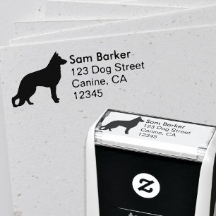 Schäferhund-HundeSilhouette-Rücksendeadresse Permastempel