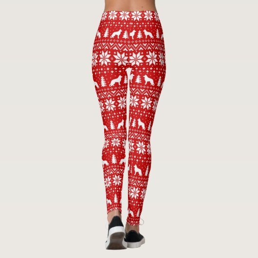 Schäferhund-HundeSilhouette-Weihnachtsmuster Leggings (Rückseite)