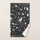 Schäferhund-HundeSilhouetten - Grayscale Badhandtuch Set (Handtuch)