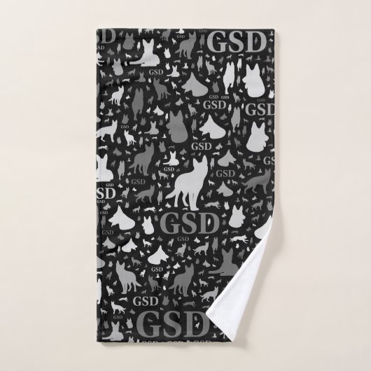 Schäferhund-HundeSilhouetten - Grayscale Badhandtuch Set (Handtuch)