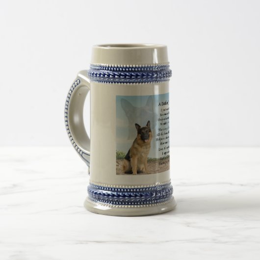 Schäferhund-Hundevater-Gedicht Stein Bierglas (Vorderseite Links)