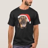 Schäferhund-HundeweihnachtsWeihnachtsmannmütze T-Shirt (Vorderseite)