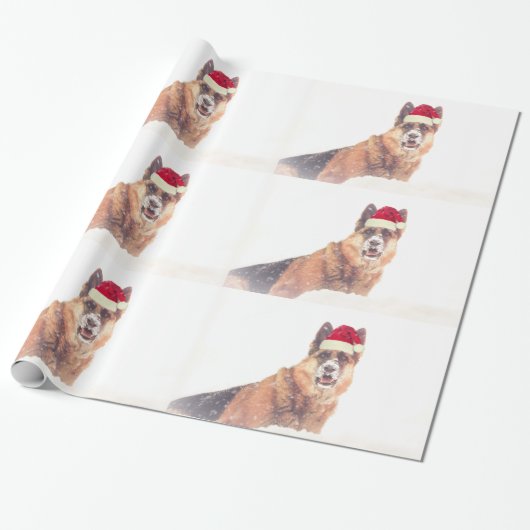 Schäferhund im Schnee-Feriengeschenk-Papier Geschenkpapier (Ungerollt)