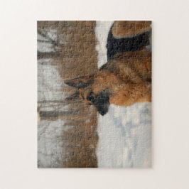 Schäferhund im Schnee Puzzle