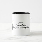 Schäferhund in Brusttasche, lustig Tasse (Zentrum)