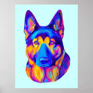 Schäferhund in den Farben Poster