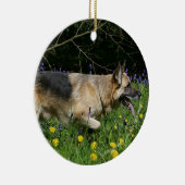 Schäferhund in den gelben Blumen Keramik Ornament (Rechts)