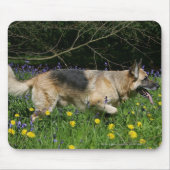 Schäferhund in den gelben Blumen Mousepad (Vorne)