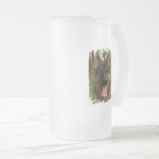 Schäferhund-mattierte Bier-Tasse Mattglas Bierglas (VorderseiteRechts)