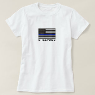SCHÄFERHUND mit DÜNNER BLUE LINE-AMERIKANISCHER T-Shirt