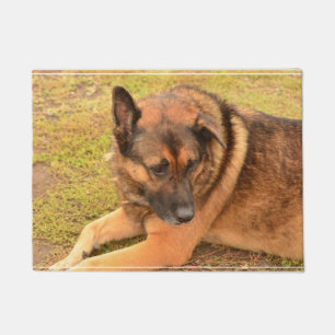 Schäferhund mit einem schlaffen Ohr Fußmatte