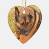 Schäferhund mit einem schlaffen Ohr Keramik Ornament (Links)