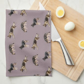 Schäferhund-Muster (lila) Geschirrtuch (Viertel Falte)