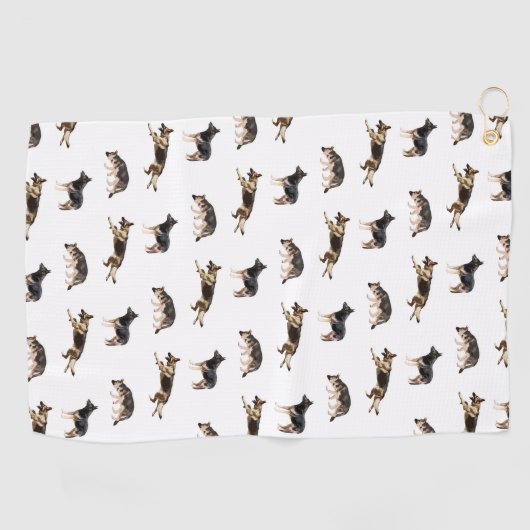 Schäferhund-Muster (weiß) Golfhandtuch (Horizontal)