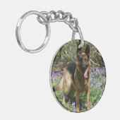 Schäferhund-Niederlegung Schlüsselanhänger (Vorderseite links)