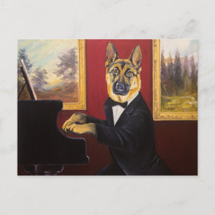 Schäferhund   Piano Waltz Postkarte
