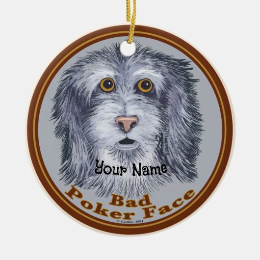 Schäferhund Pokerface Keramik Ornament (Vorne)