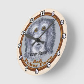 Schäferhund Pokerface Runde Wanduhr (Winkel)