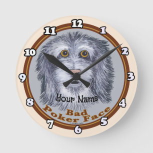 Schäferhund Pokerface Runde Wanduhr