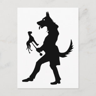 Schäferhund Puppenspieler Postkarte