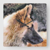 SCHÄFERHUND QUADRATISCHE WANDUHR (Vorderseite)