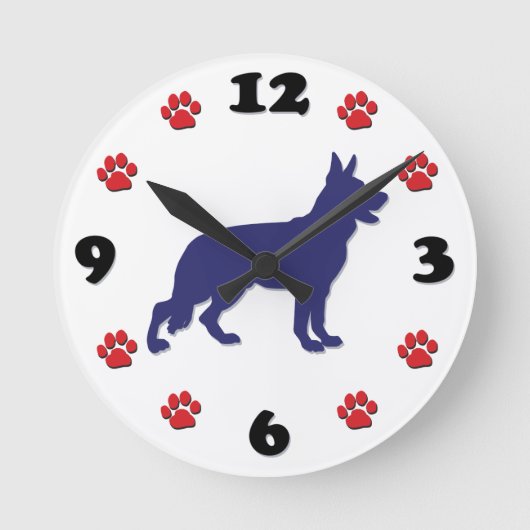 Schäferhund Runde Wanduhr (Vorderseite)