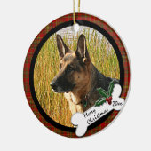 Schäferhund-runde Weihnachtsverzierung Keramikornament (Links)