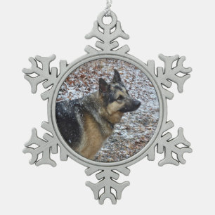 Schäferhund-Schneeflocke-Verzierung Schneeflocken Zinn-Ornament