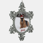 Schäferhund Schneeflocken Zinn-Ornament (Links)