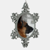 Schäferhund Schneeflocken Zinn-Ornament (Links)