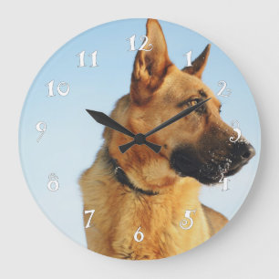 Schäferhund, schönes Wand clock& Ihr Foto Große Wanduhr