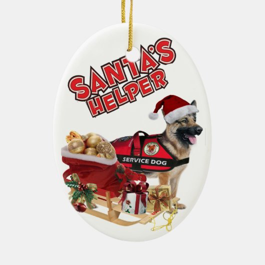 SCHÄFERHUND Service-Hundesankt Helfer Keramik Ornament (Hinten)