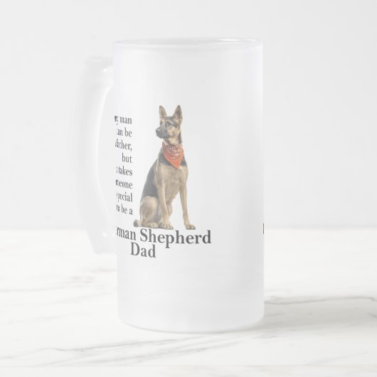 Schäferhund-Vater Stein Mattglas Bierglas (Vorderseite Links)