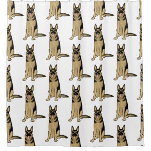Schäferhund verfolgt Spaß-Haustier-Kunst des Duschvorhang