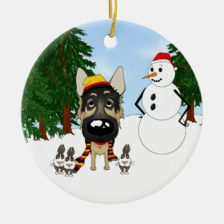 Schäferhund-Weihnachten Keramikornament