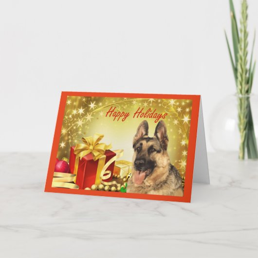 Schäferhund-Weihnachtskarten-Geschenke Feiertagskarte (Vorderseite)