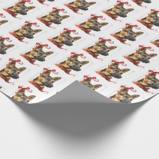 Schäferhund-WeihnachtsPackpapier Geschenkpapier (Ecke)