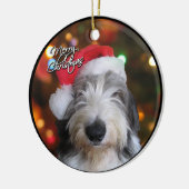 Schäferhund-Weihnachtsverzierung Sankt alte Keramikornament (Links)