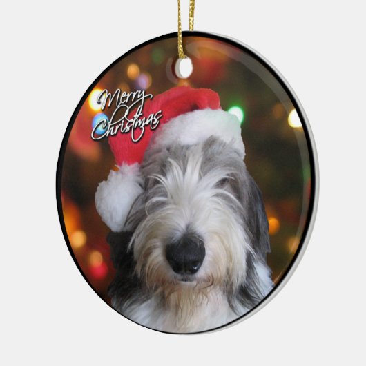 Schäferhund-Weihnachtsverzierung Sankt alte Keramikornament (Links)