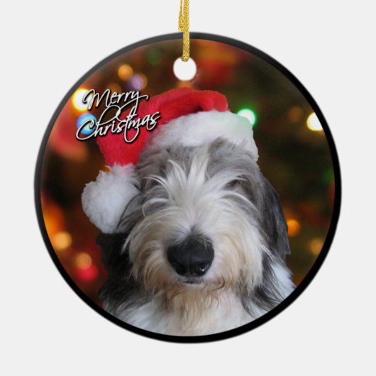 Schäferhund-Weihnachtsverzierung Sankt alte Keramikornament (Hinten)