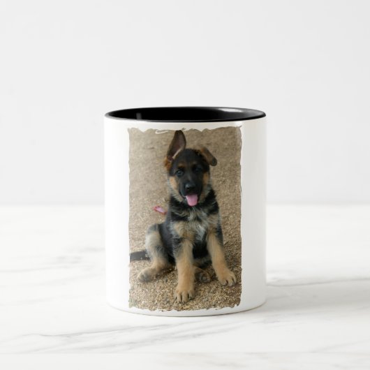 Schäferhund-Welpen-Keramik-Kaffee-Tasse Zweifarbige Tasse (Mittel)