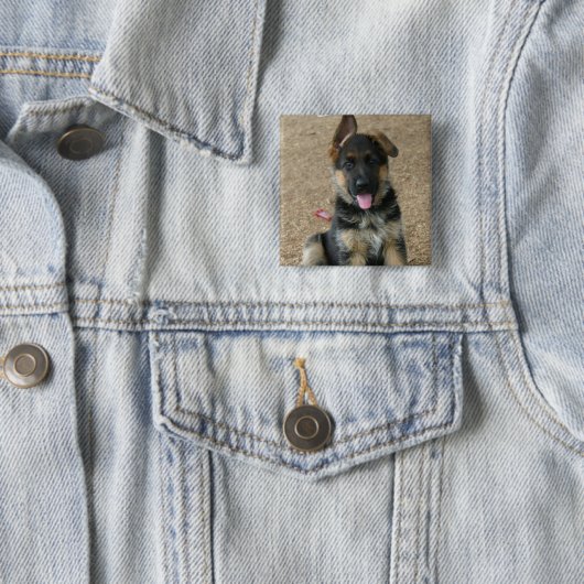Schäferhund-Welpen-Quadrat-Button Button (Beispiel)
