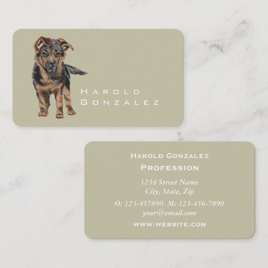 Schäferhund-Welpen-Zeichnen Visitenkarte (Vorne/Hinten)