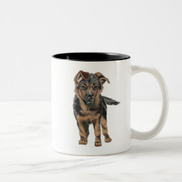 Schäferhund-Welpen-Zeichnen Zweifarbige Tasse