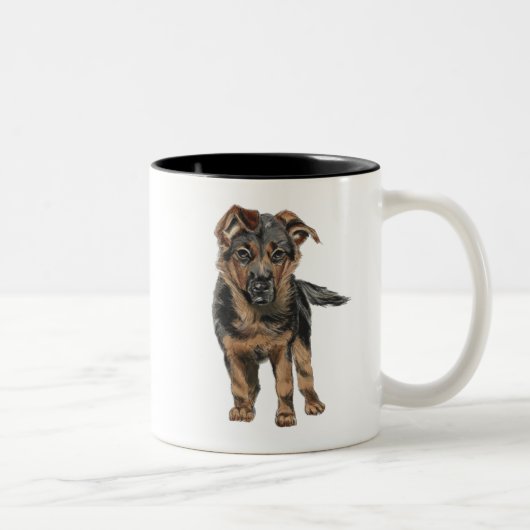 Schäferhund-Welpen-Zeichnen Zweifarbige Tasse (Rechts)